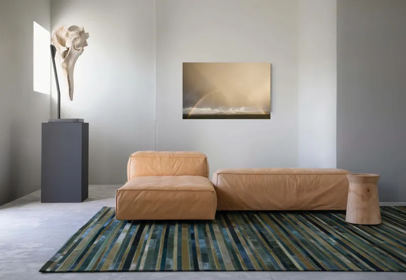 Tablou Canvas, "Curcubeu pe cer înnorat peste mare", Curcubeu, Cer, Mare, Peisaj, Nori, Lumină, Horizont, Strălucire, 90 x 50 cm – poza 8