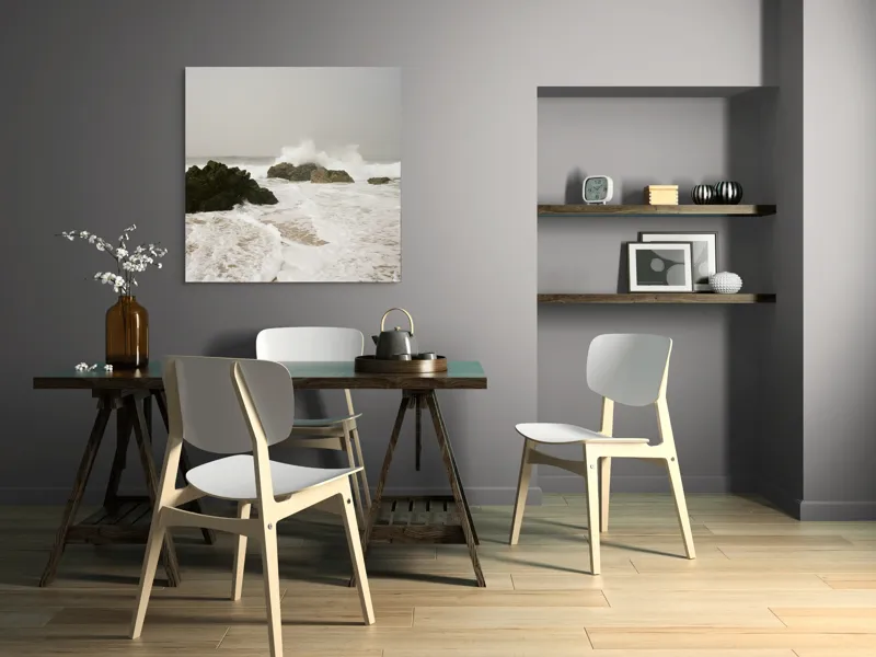Tablou Canvas, "Valurile lovesc stâncile solitare ale mării", Valuri, Stânci, Spumă, Mare, Cale, Cer, Apă, Natură, Nisip, Energie, 100 x 100 cm – poza 6