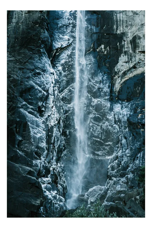 Tablou Canvas, Cascada în Stâncă Misterioasă, , Albastru, 50 x 90 cm