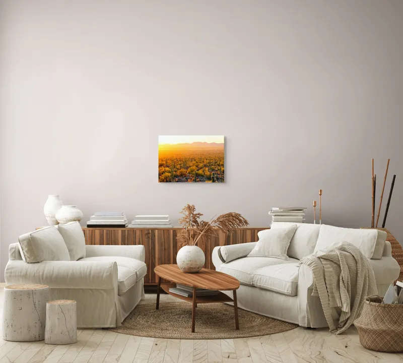 Tablou Canvas Peisaj Deșert Saguaro Apus Aurii Soare Lumină, 54 x 39 cm – poza 5