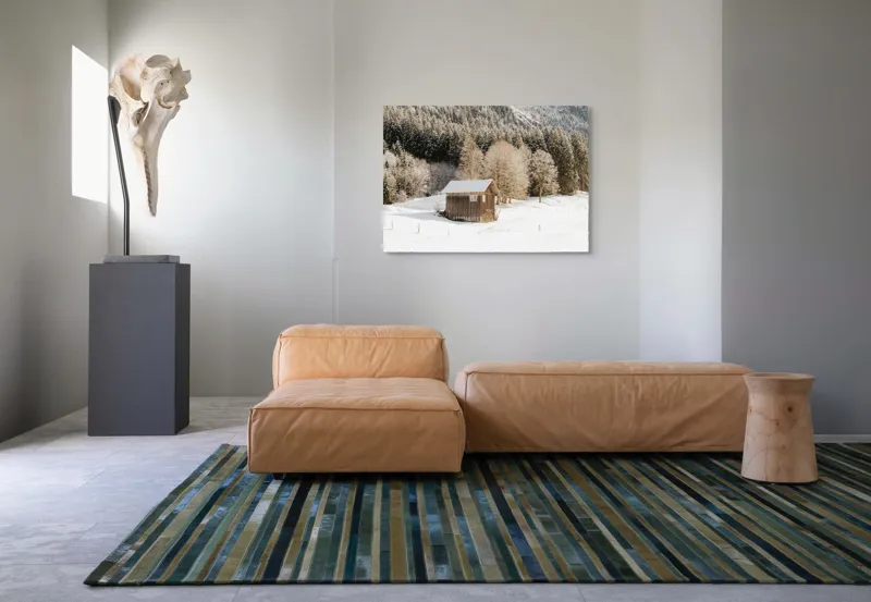 Tablou Canvas Căsuță din pădure înzăpezită pe tema Iernii, 100 x 70 cm – poza 7