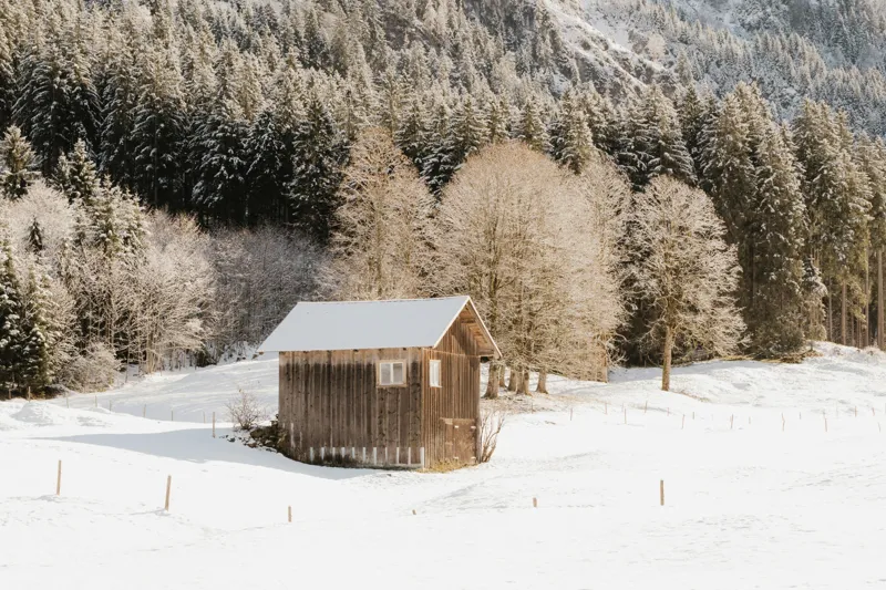 Tablou Canvas Căsuță din pădure înzăpezită pe tema Iernii, 150 x 100 cm – poza 2