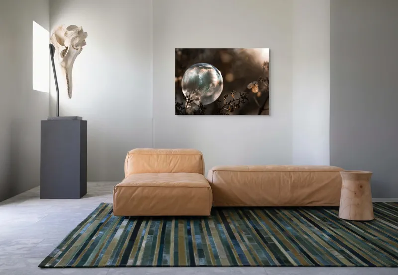 Tablou Canvas, "Sfera magică în natură misterioasă", Creație, Fragilitate, Natură, Lumină, Reflecție, Delicatețe, Îngheț, Frumusețe, Efemeritate, Strălucire, 100 x 70 cm – poza 7
