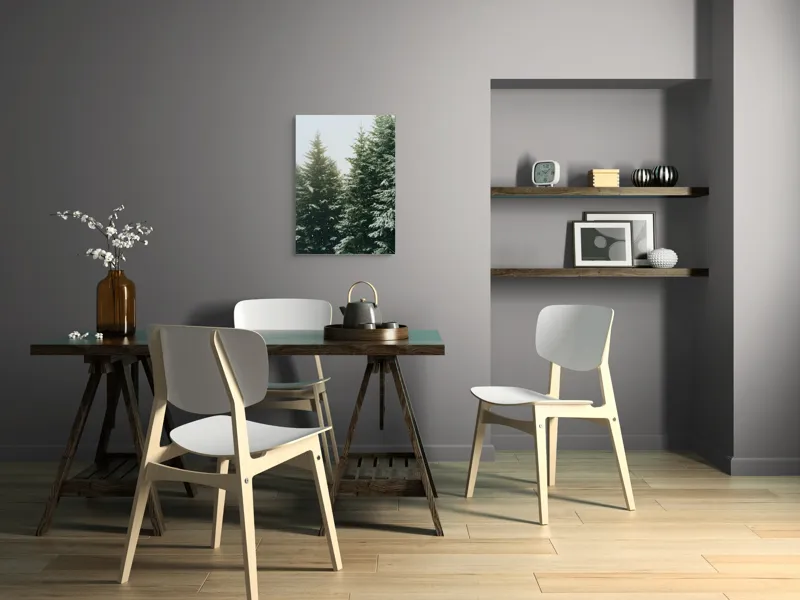 Tablou Canvas, "Iarna acoperind brazii înalți", Brazi, Zăpadă, Pădure, Iarnă, Cer, Rece, Verde, Alb, Seninătate, Natură, 50 x 70 cm – poza 5