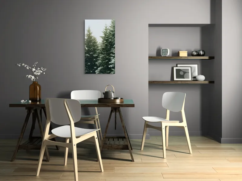 Tablou Canvas, "Iarna acoperind brazii înalți", Brazi, Zăpadă, Pădure, Iarnă, Cer, Rece, Verde, Alb, Seninătate, Natură, 50 x 90 cm – poza 4