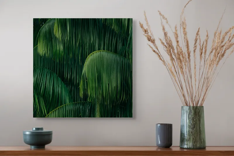 Tablou Canvas, "Frunziș tropical luxuriant și dens", Frunze, Verzi, Tropice, Naturale, Luxuriant, Textură, Exotic, Abundență, Vegetație, 50 x 50 cm – poza 4