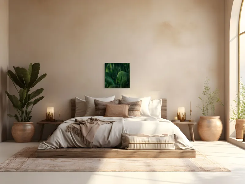 Tablou Canvas, "Frunziș tropical luxuriant și dens", Frunze, Verzi, Tropice, Naturale, Luxuriant, Textură, Exotic, Abundență, Vegetație, 50 x 50 cm – poza 5