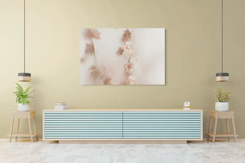 Tablou Canvas, "Flori dansând în ceața dimineții", Flori, Delicat, Pastel, Eteric, Fin, Visător, Diafan, Tranzitoriu, 150 x 100 cm – poza 6
