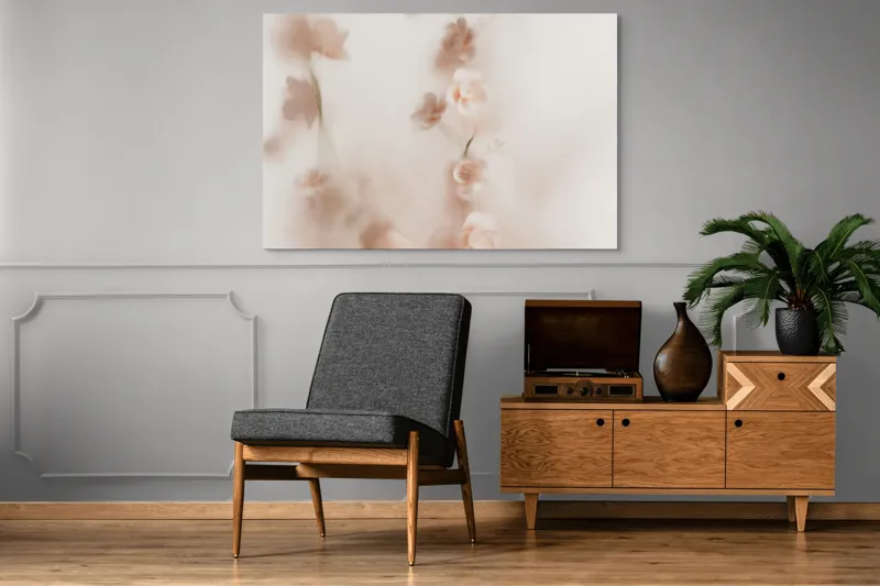Tablou Canvas, "Flori dansând în ceața dimineții", Flori, Delicat, Pastel, Eteric, Fin, Visător, Diafan, Tranzitoriu, 150 x 100 cm – poza 8