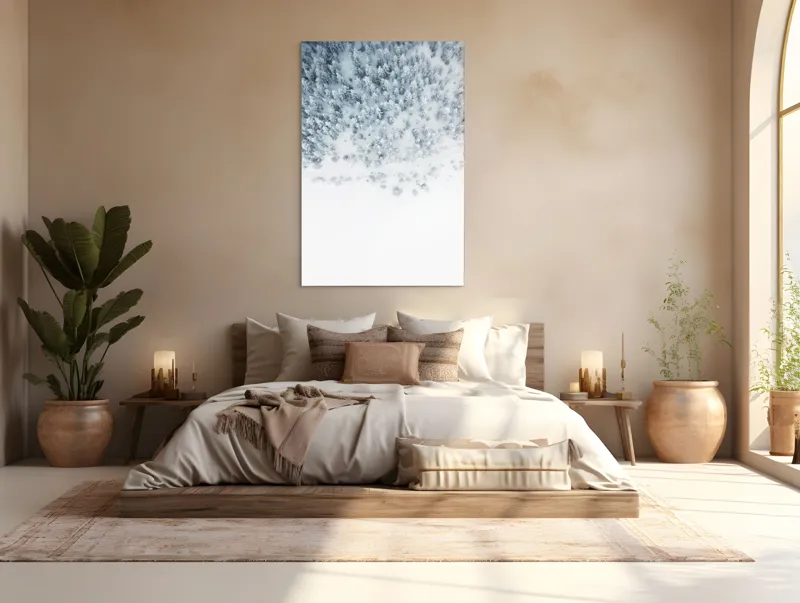 Tablou Canvas, "Zăpadă veșnică peste pădurea albă", Copaci, Zăpadă, Iarnă, Pădure, Alb, Frig, Tăcere, Natura, Vedere, Aeriană, 100 x 150 cm – poza 3