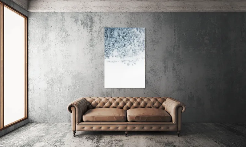 Tablou Canvas, "Zăpadă veșnică peste pădurea albă", Copaci, Zăpadă, Iarnă, Pădure, Alb, Frig, Tăcere, Natura, Vedere, Aeriană, 100 x 150 cm – poza 6