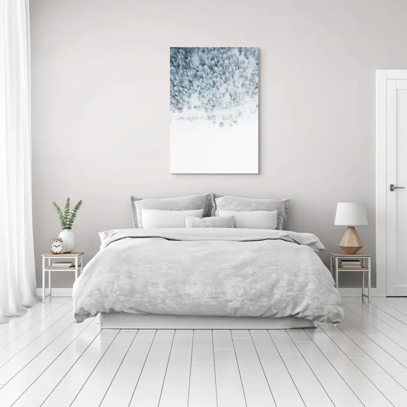 Tablou Canvas, "Zăpadă veșnică peste pădurea albă", Copaci, Zăpadă, Iarnă, Pădure, Alb, Frig, Tăcere, Natura, Vedere, Aeriană, 70 x 100 cm – poza 3