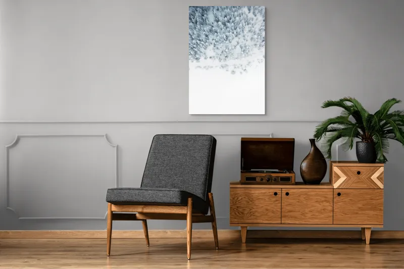 Tablou Canvas, "Zăpadă veșnică peste pădurea albă", Copaci, Zăpadă, Iarnă, Pădure, Alb, Frig, Tăcere, Natura, Vedere, Aeriană, 70 x 100 cm – poza 6