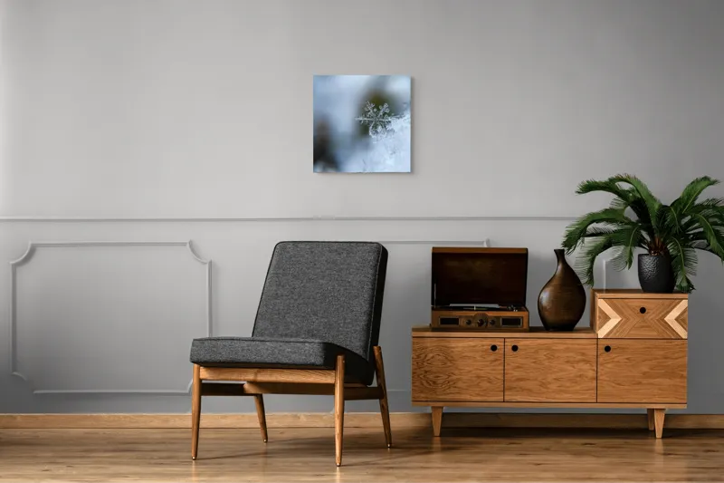 Tablou Canvas, "Fragilitatea unei fulgi de nea unice", Fragilitate, Iarnă, Cristal, Natură, Detaliu, Rece, Simetrie, 50 x 50 cm – poza 6