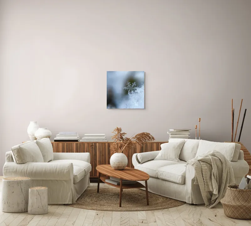 Tablou Canvas, "Fragilitatea unei fulgi de nea unice", Fragilitate, Iarnă, Cristal, Natură, Detaliu, Rece, Simetrie, 50 x 50 cm – poza 7