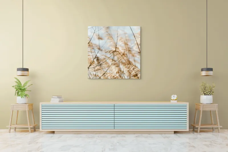 Tablou Canvas, "Dansul lin al ierburilor în vânt", Vânt, Iarbă, Lumină, Căldură, Vară, Mișcare, Seninătate, Naturalețe, 100 x 100 cm – poza 5