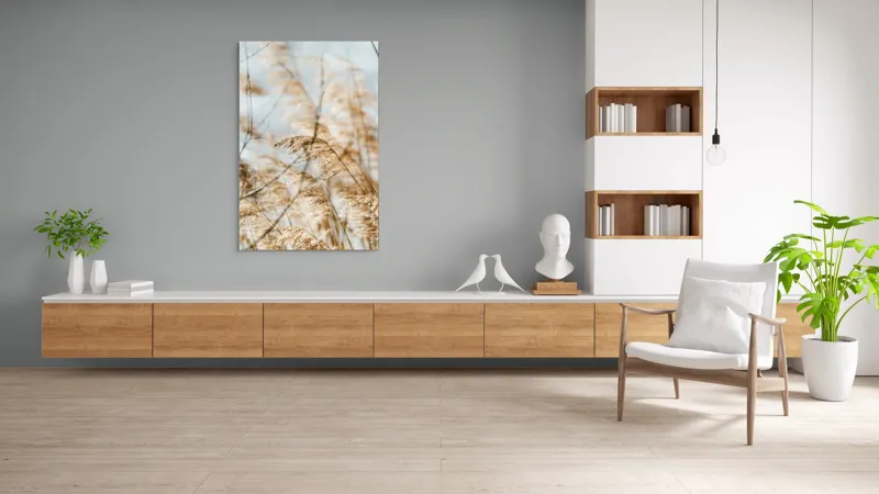 Tablou Canvas, "Dansul lin al ierburilor în vânt", Vânt, Iarbă, Lumină, Căldură, Vară, Mișcare, Seninătate, Naturalețe, 100 x 150 cm – poza 8