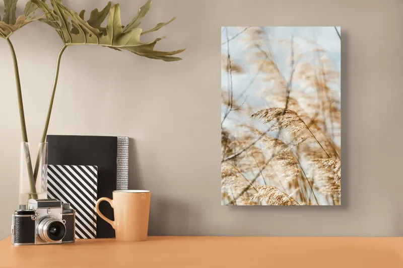 Tablou Canvas, "Dansul lin al ierburilor în vânt", Vânt, Iarbă, Lumină, Căldură, Vară, Mișcare, Seninătate, Naturalețe, 26 x 39 cm – poza 3