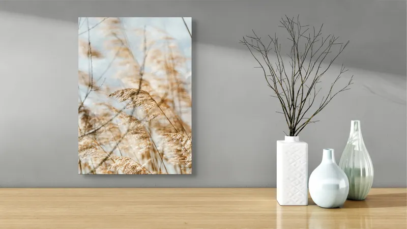 Tablou Canvas, "Dansul lin al ierburilor în vânt", Vânt, Iarbă, Lumină, Căldură, Vară, Mișcare, Seninătate, Naturalețe, 39 x 54 cm – poza 4