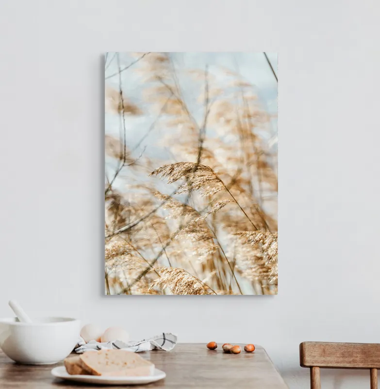 Tablou Canvas, "Dansul lin al ierburilor în vânt", Vânt, Iarbă, Lumină, Căldură, Vară, Mișcare, Seninătate, Naturalețe, 50 x 70 cm – poza 3