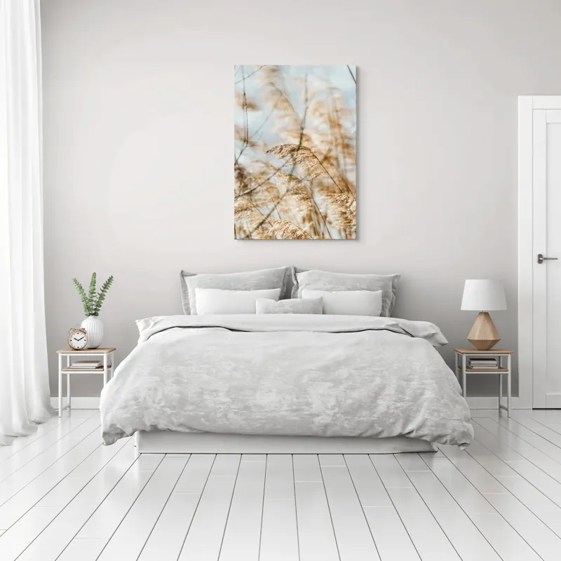 Tablou Canvas, "Dansul lin al ierburilor în vânt", Vânt, Iarbă, Lumină, Căldură, Vară, Mișcare, Seninătate, Naturalețe, 70 x 100 cm – poza 3