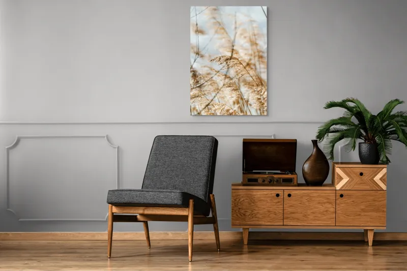 Tablou Canvas, "Dansul lin al ierburilor în vânt", Vânt, Iarbă, Lumină, Căldură, Vară, Mișcare, Seninătate, Naturalețe, 70 x 100 cm – poza 6