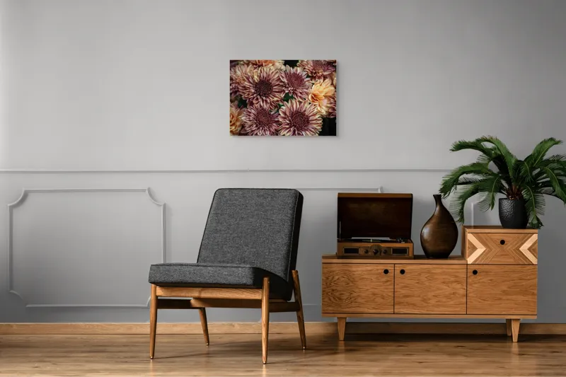 Tablou Canvas, "Petale de crizanteme în dimineață târzie", Flori, Crizanteme, Petale, Colorate, Textură, Natură, Frumusețe, Detalii, 70 x 50 cm – poza 4