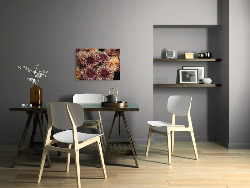 Tablou Canvas, "Petale de crizanteme în dimineață târzie", Flori, Crizanteme, Petale, Colorate, Textură, Natură, Frumusețe, Detalii, 70 x 50 cm – poza 5