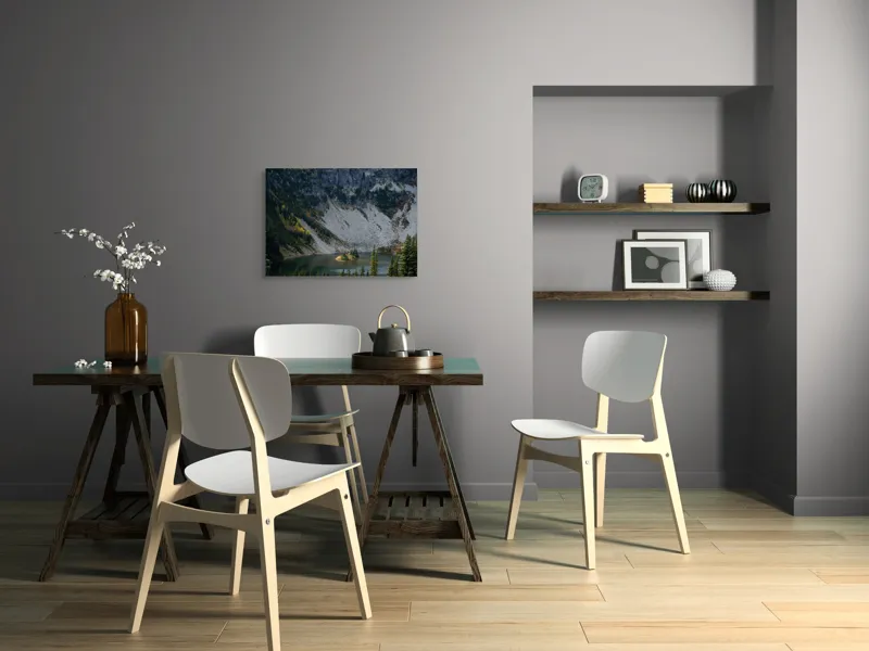 Tablou Canvas, "Insulă liniștită sub munte stâncos", Lac, Insulă, Pini, Stânci, Munți, Vegetație, Apă, Peisaj, Natural, Sălbatic, 70 x 50 cm – poza 5