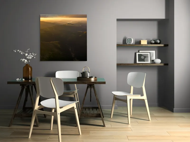 Tablou Canvas, "Lumini și umbre în munți la apus", Munți, Apus, Văi, Lumină, Culoare, Umbre, Natură, Calm, Întindere, 100 x 100 cm – poza 6