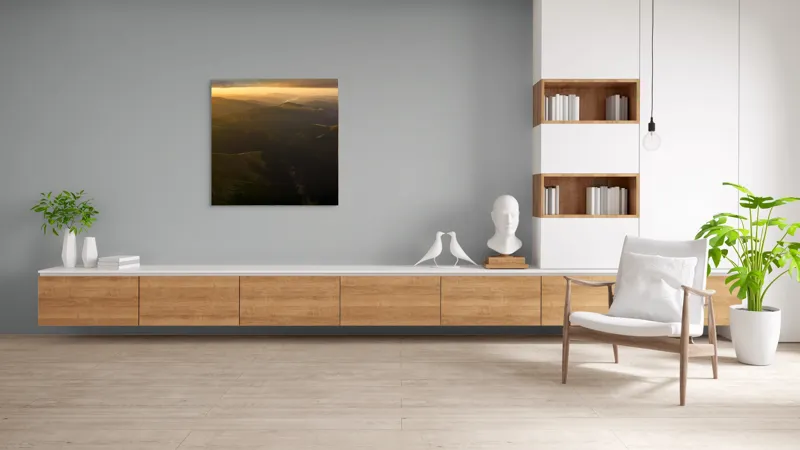 Tablou Canvas, "Lumini și umbre în munți la apus", Munți, Apus, Văi, Lumină, Culoare, Umbre, Natură, Calm, Întindere, 100 x 100 cm – poza 8