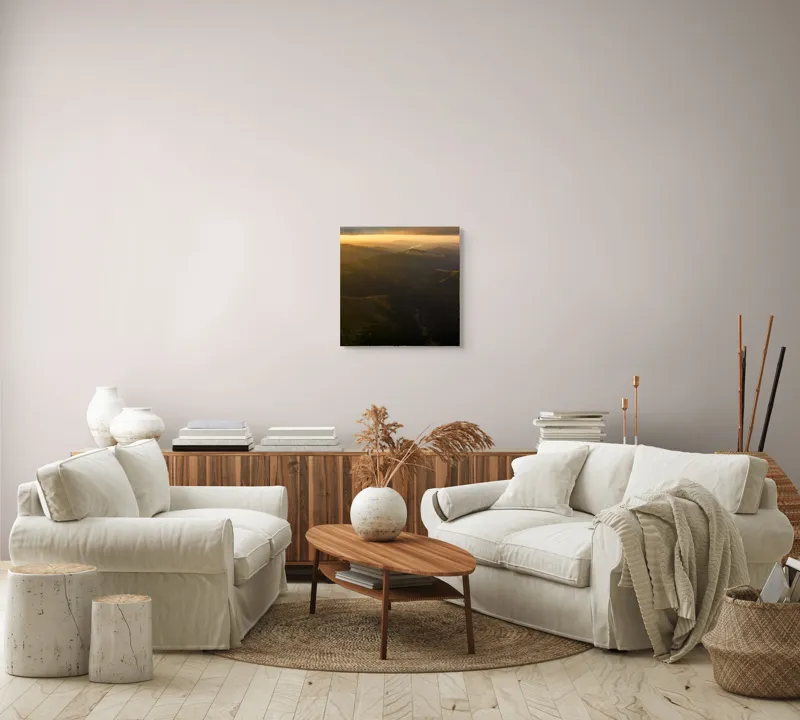 Tablou Canvas, "Lumini și umbre în munți la apus", Munți, Apus, Văi, Lumină, Culoare, Umbre, Natură, Calm, Întindere, 50 x 50 cm – poza 7