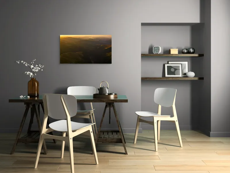 Tablou Canvas, "Lumini și umbre în munți la apus", Munți, Apus, Văi, Lumină, Culoare, Umbre, Natură, Calm, Întindere, 90 x 50 cm – poza 3