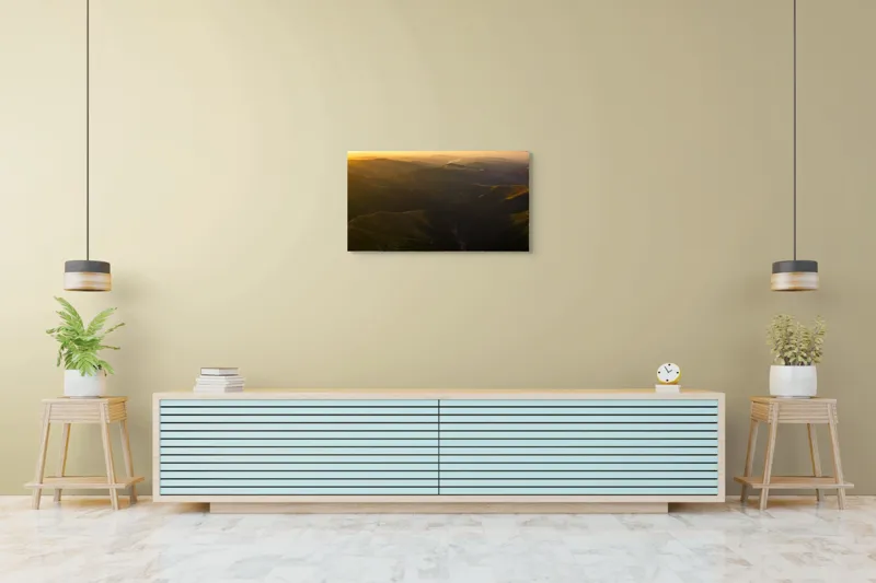 Tablou Canvas, "Lumini și umbre în munți la apus", Munți, Apus, Văi, Lumină, Culoare, Umbre, Natură, Calm, Întindere, 90 x 50 cm – poza 5
