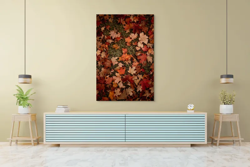 Tablou Canvas, "Covor toamna din frunze arămii", Frunze, Toamnă, Culoare, Pământ, Arțar, Natură, Covor, Ruginiu, Naturalețe, Sezon, 100 x 150 cm – poza 4