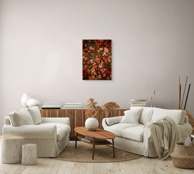 Tablou Canvas, "Covor toamna din frunze arămii", Frunze, Toamnă, Culoare, Pământ, Arțar, Natură, Covor, Ruginiu, Naturalețe, Sezon, 50 x 70 cm – poza 4