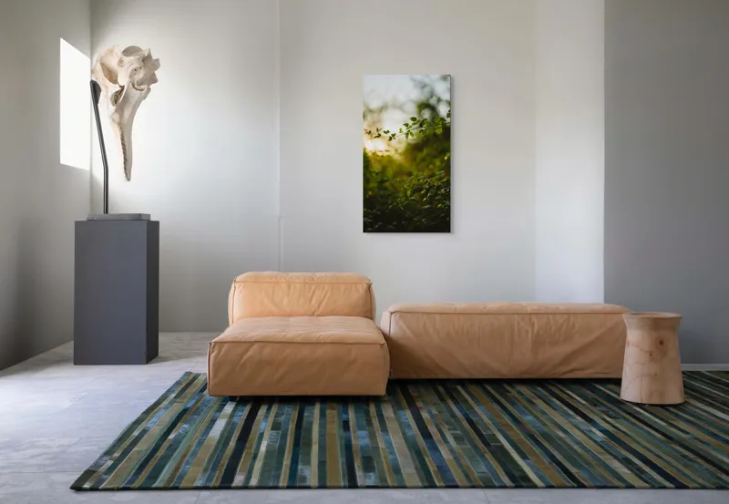 Tablou Canvas, "Răsărit printre crenguțe verzi strălucitoare", Frunze, Lumina, Apus, Verdeață, Natură, Relaxare, Atmosferă, Bokeh, Seară, Liniște, 50 x 90 cm – poza 5