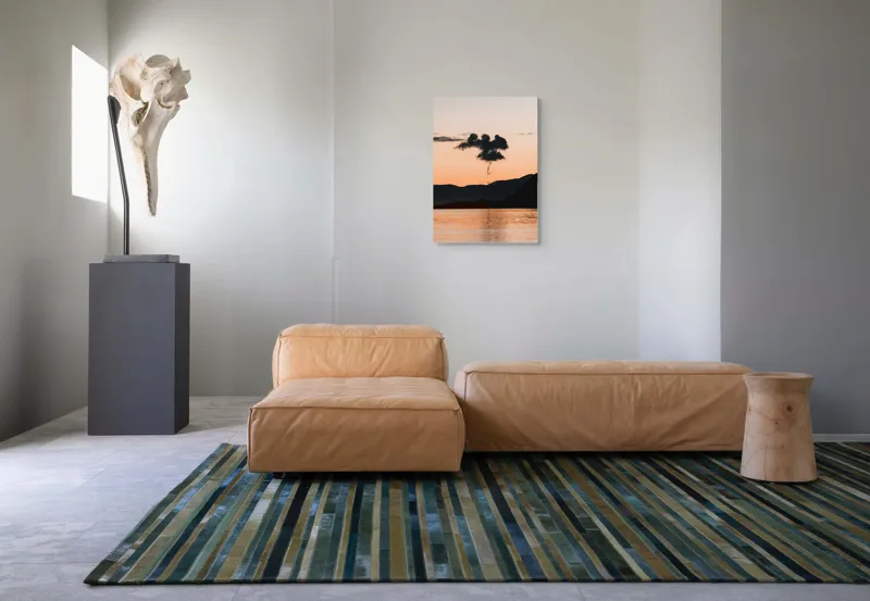 Tablou Canvas, "Nori de fum la apusul marii", Nori, Apus, Siluete, Apă, Liniște, Reflexie, Cer, Munți, Umbre, Peisaj, 50 x 70 cm – poza 7