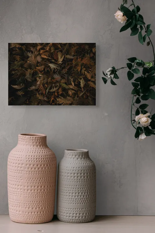 Tablou Canvas, "Frumusețea Trecătoare a Toamnei", Frunze, Toamnă, Natură, Textură, Maro, Usucate, Covor, Vegetație, Întunecat, Pământiu, 54 x 39 cm – poza 8