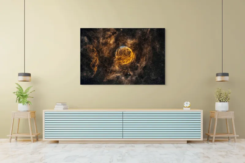 Tablou Canvas, "Supernova Pulsând în Universul Îndepărtat", Mister, Infinit, Nebuloasă, Strălucire, Întuneric, Univers, Praf, Lumină, Expansiune, Cosmos, 150 x 100 cm – poza 6