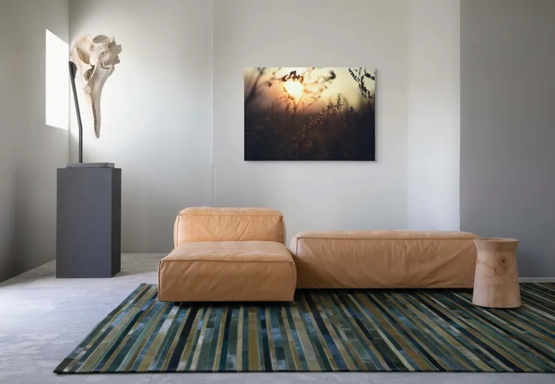 Tablou Canvas, "Lumina apusului printre tulpini uscate", Apus, Lumină, Siluete, Natură, Răsfrângere, Serenitate, Încântare, Delicatețe, 100 x 70 cm – poza 7