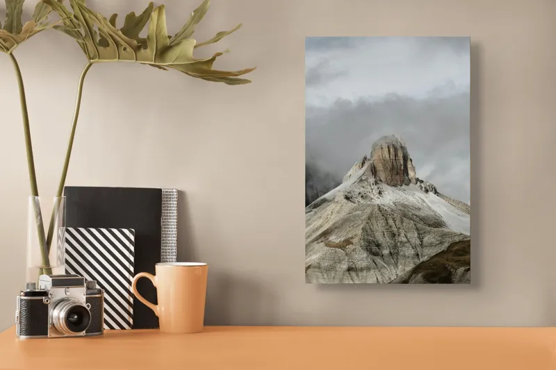 Tablou Canvas, "Misterul Vârfului Piatra Ascunsă", Nor, Vârf, Munți, Ceață, Piatra, Peisaj, Cer, Natură, Înălțime, Majestuos, 26 x 39 cm – poza 3