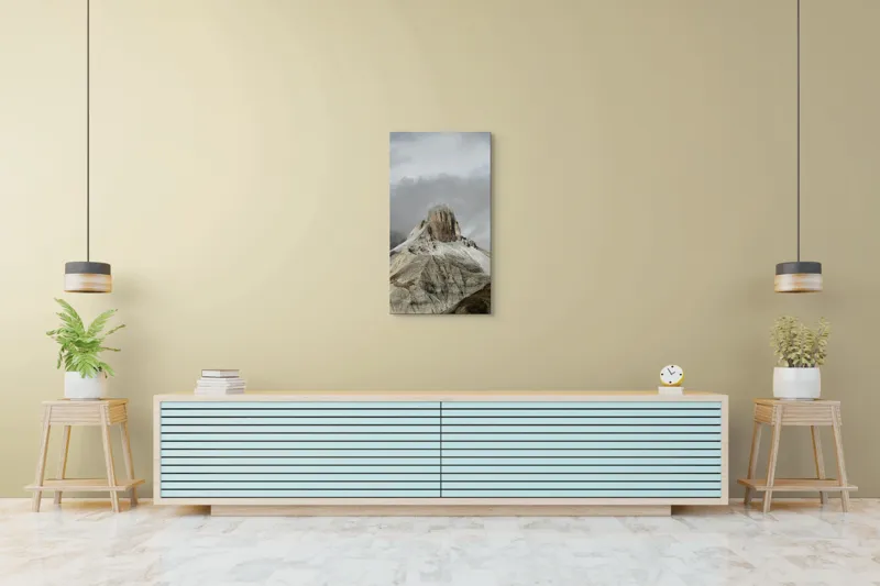 Tablou Canvas, "Misterul Vârfului Piatra Ascunsă", Nor, Vârf, Munți, Ceață, Piatra, Peisaj, Cer, Natură, Înălțime, Majestuos, 50 x 90 cm – poza 6