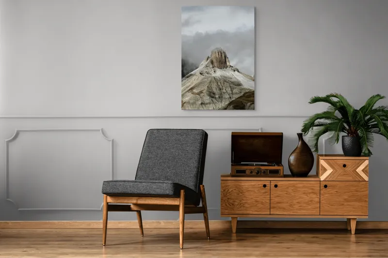 Tablou Canvas, "Misterul Vârfului Piatra Ascunsă", Nor, Vârf, Munți, Ceață, Piatra, Peisaj, Cer, Natură, Înălțime, Majestuos, 70 x 100 cm – poza 6