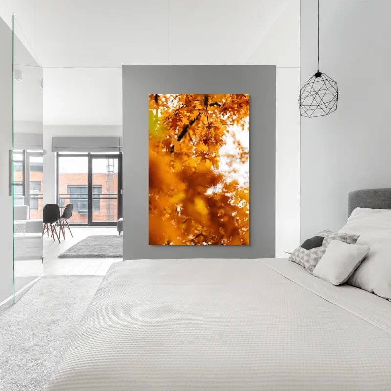 Tablou Canvas, "Culorile toamnei în frunze arămii", Frunze, Aramii, Toamnă, Ramuri, Natură, Luminozitate, Contrast, Textură, 100 x 150 cm – poza 5