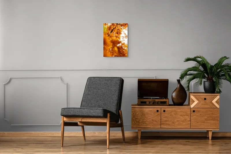 Tablou Canvas, "Culorile toamnei în frunze arămii", Frunze, Aramii, Toamnă, Ramuri, Natură, Luminozitate, Contrast, Textură, 39 x 54 cm – poza 8