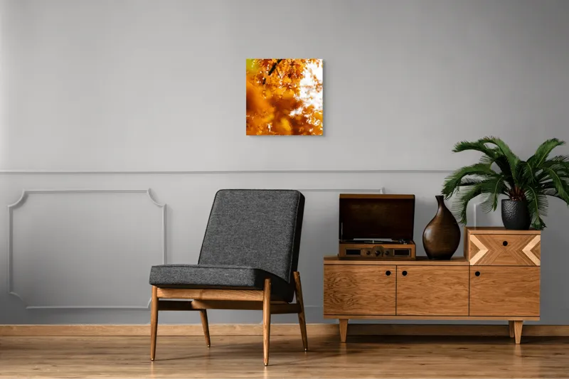 Tablou Canvas, "Culorile toamnei în frunze arămii", Frunze, Aramii, Toamnă, Ramuri, Natură, Luminozitate, Contrast, Textură, 50 x 50 cm – poza 6