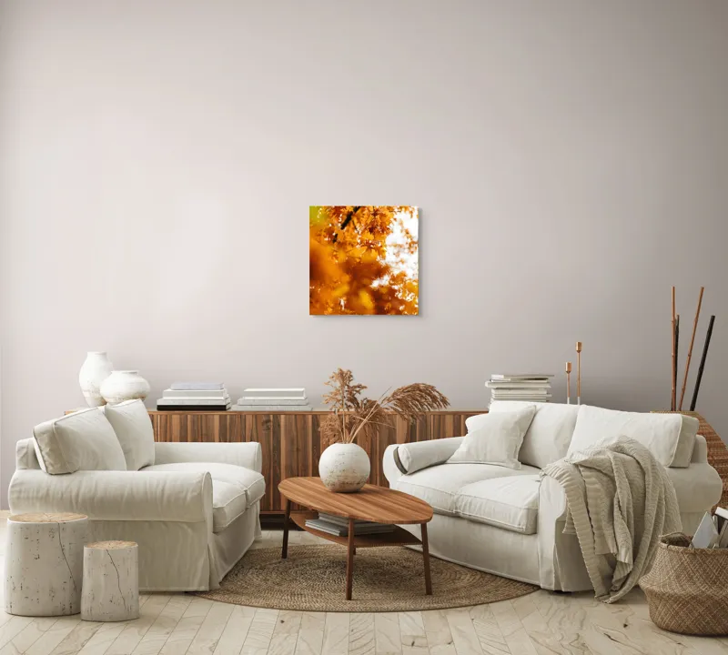 Tablou Canvas, "Culorile toamnei în frunze arămii", Frunze, Aramii, Toamnă, Ramuri, Natură, Luminozitate, Contrast, Textură, 50 x 50 cm – poza 7