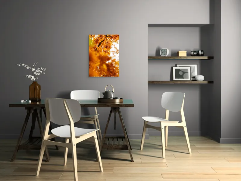 Tablou Canvas, "Culorile toamnei în frunze arămii", Frunze, Aramii, Toamnă, Ramuri, Natură, Luminozitate, Contrast, Textură, 50 x 70 cm – poza 5