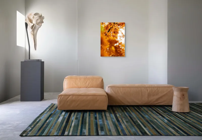 Tablou Canvas, "Culorile toamnei în frunze arămii", Frunze, Aramii, Toamnă, Ramuri, Natură, Luminozitate, Contrast, Textură, 50 x 70 cm – poza 7